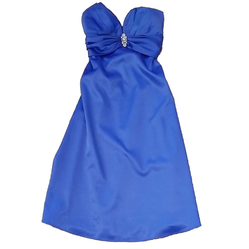 INY Royal Blue Strapless Cocktail Dress M 8 Corset Back Rhinestone Homecoming